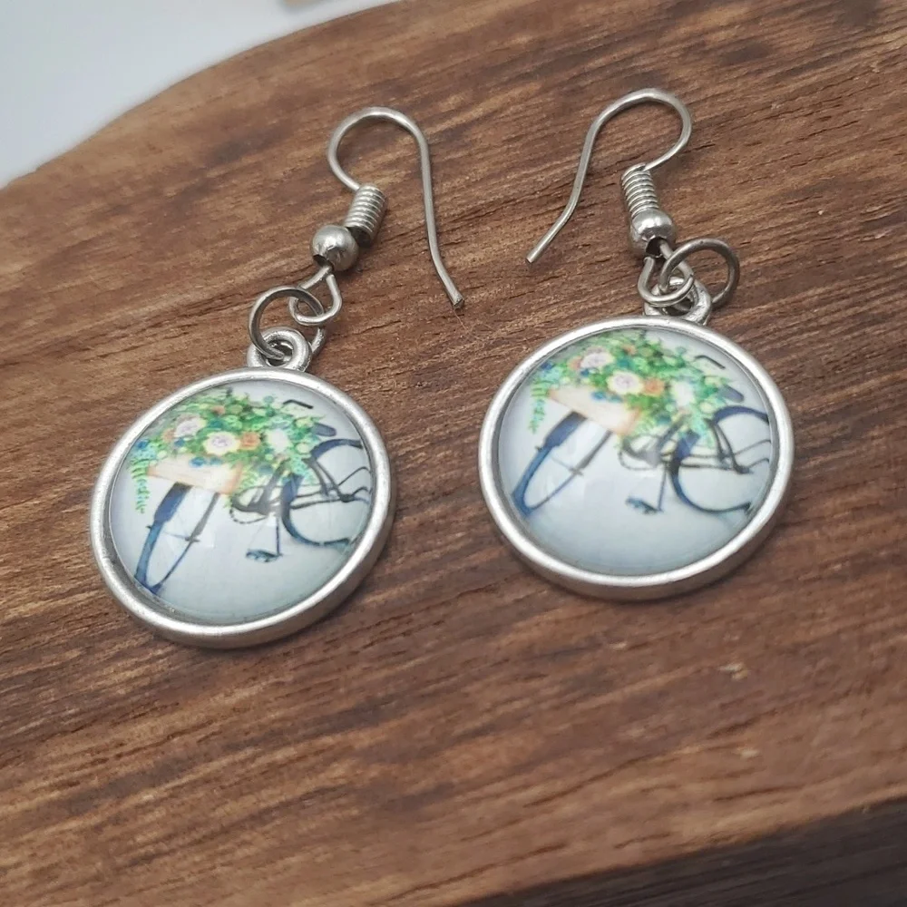 Bicycle‎ sweetheart earrings E270 cottagecore whimsical